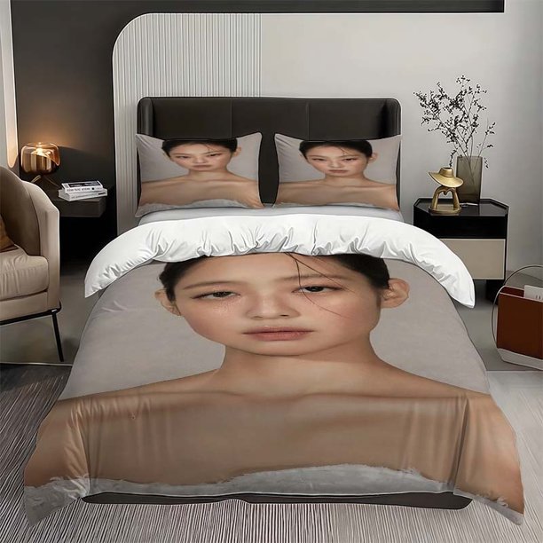 3pcs Jennie Fashion Close-Up Printed Bedding Set Soft and Comfortable Suitable for All Seasons