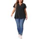 thumbnail image 2 of Agnes Orinda Blusas de Talla Grande para Mujer con Cuello en V Entallado y Mangas Cortas de Pétalo Camisas Casual 1X Negro, 2 of 6
