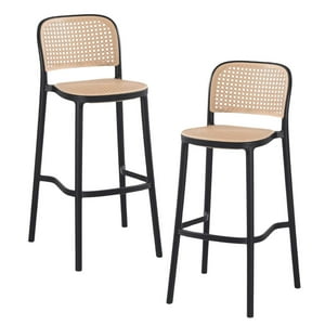 Pandalino - Pack 2 Taburete Montana Negro 65Cm | Rattan Sintético, Exterior Negro