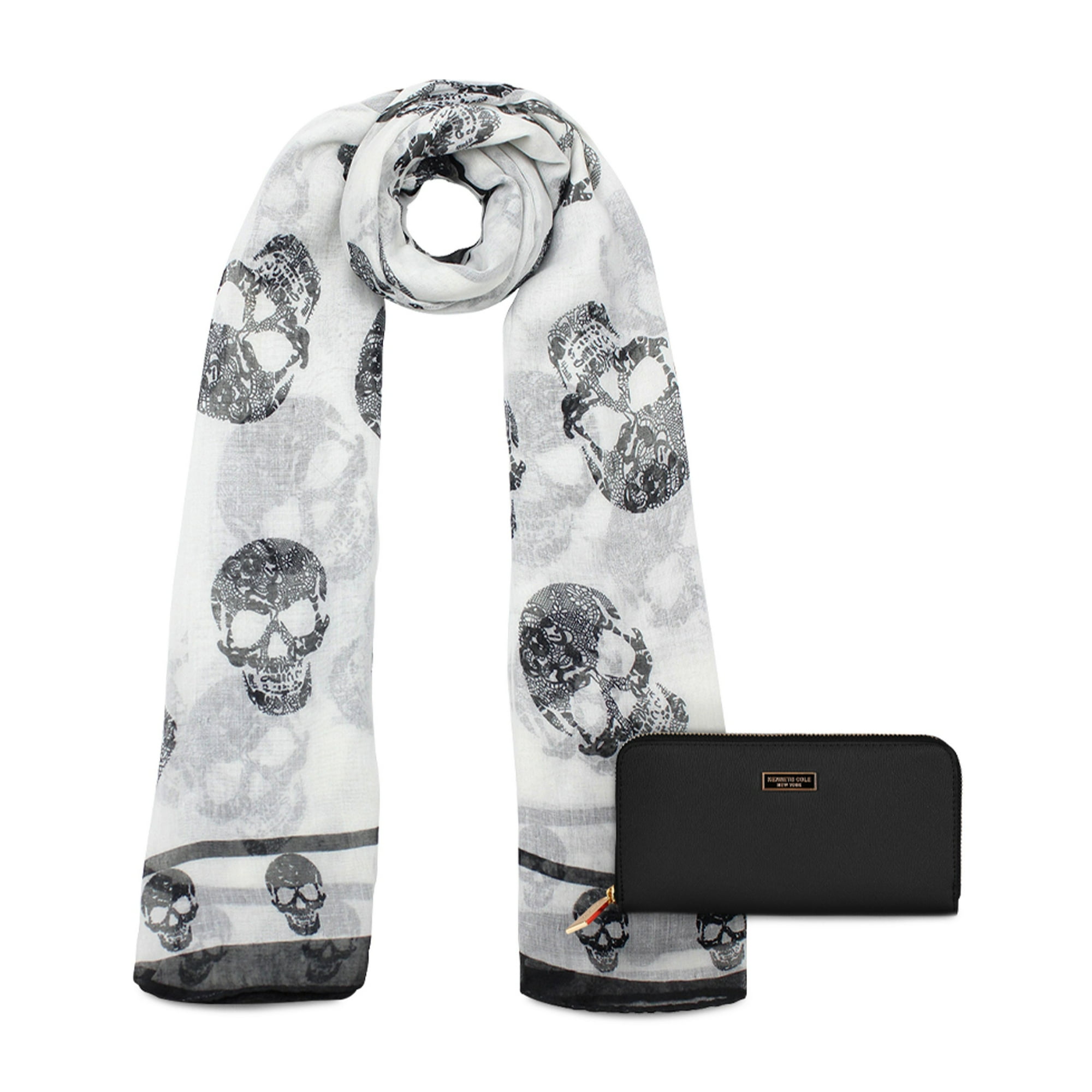 Kubayoff - Kenneth Cole - Pack Bufanda Oni Blanca + Billetera Ava Negra