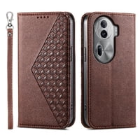 Funda Flip Foxdock Para Oppo Reno 11 Pro 5G , Estilo Billetera Con Diseño Rombo, Correa De Mano Y Soporte, Uso Diario