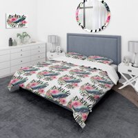Milsleep - Designart 'Ballena Y Rosas' Juego De Cama Tradicional - Funda Nórdica Y Fundas