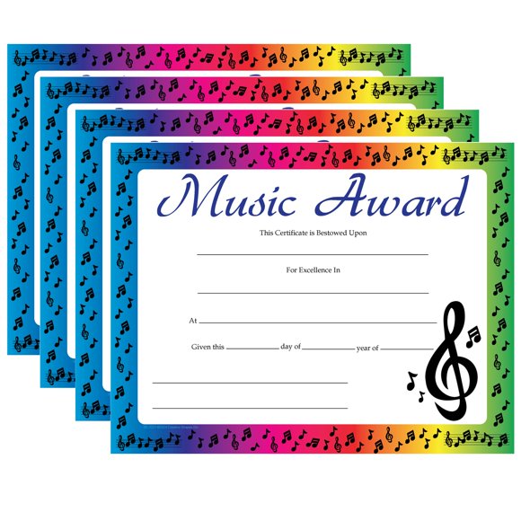 SHAPES ETC. Certificados de Premios Musicales – 30 uds 28 × 22 cm