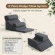 thumbnail image 2 of Juego de 9 almohadas ortopédicas en cuña ajustable Axelrod gris, 2 of 6