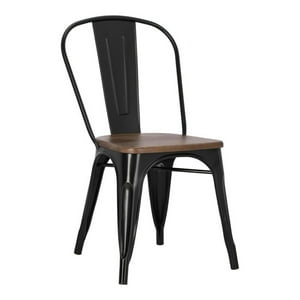 Pandalino - Silla Tolix | Metal Y Madera Oscura | Resistencia Al Exterior Negro