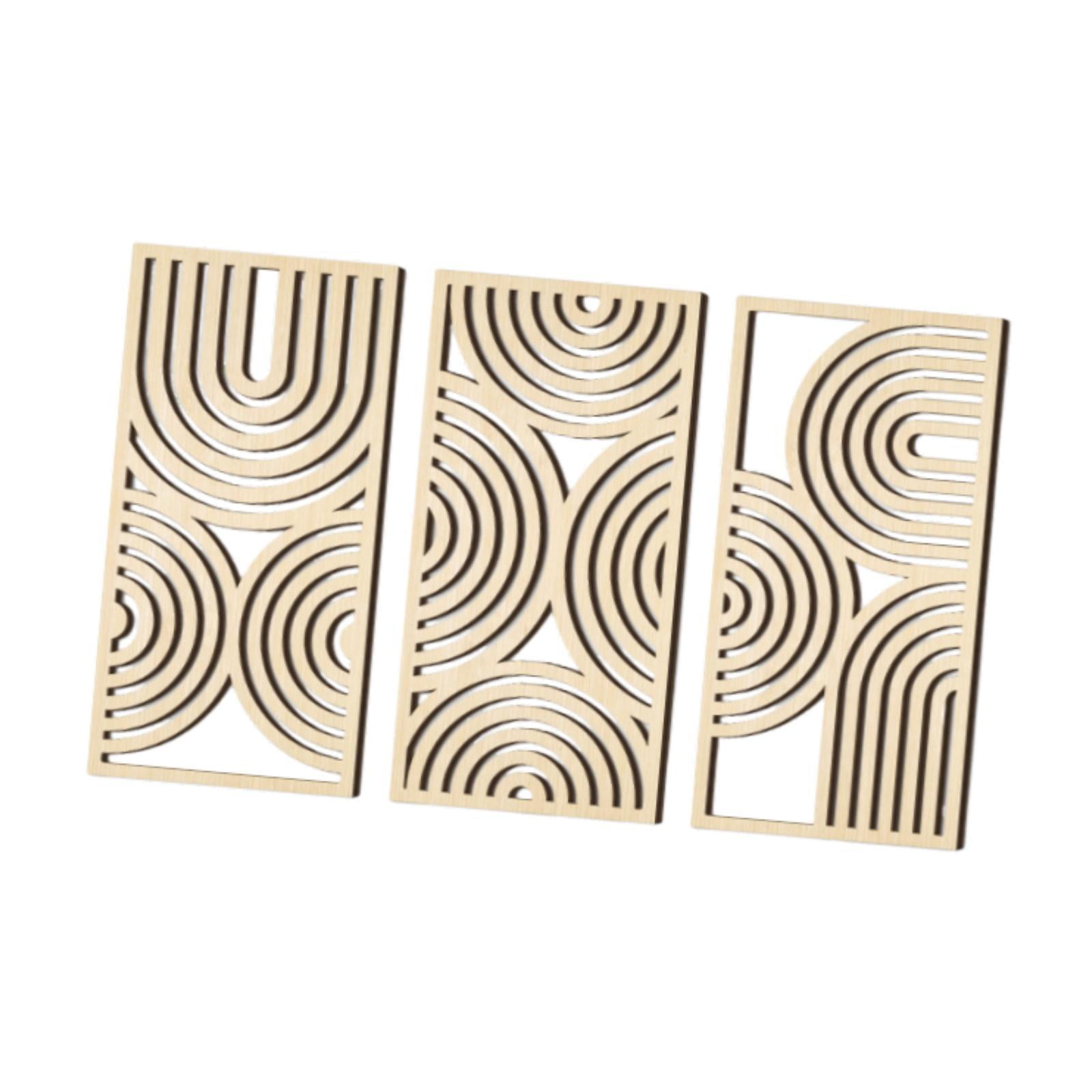 Magideal - 3 Piezas De Arte De Pared De Madera 3d Hueco Decorativo Artesanal Rústico Colgante Decoración De Pared Arte Para Baño Dormitorio Habitación De Hotel Arcos