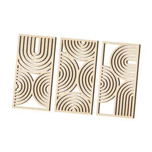 Magideal - 3 Piezas De Arte De Pared De Madera 3D Hueco Decorativo Artesanal Rústico Colgante Decoración De Pared Arte Para Baño Dormitorio Habitación De Hotel Arcos