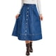thumbnail image 1 of INSPIRE CHIC Falda de Mezclilla para Mujer con Botones al Frente, Línea A, Falda Midi de Jean, Talla S, Azul, 1 of 6
