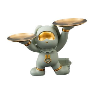 Magideal - Bandeja De Almacenamiento De Estatua De Conejo Nórdico, Contenedor De Artículos Diversos Artesanales Multiusos, Escultura Decorativa Para Apartamento, Bandeja Doble Verde