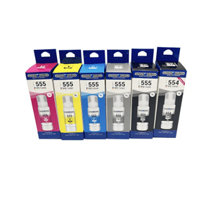 Pacific Color - Pack Tinta Alternativa T555 T554 Para Epson L8160 L8180 Negro Gris Cyan Magenta Yello Negro Foto