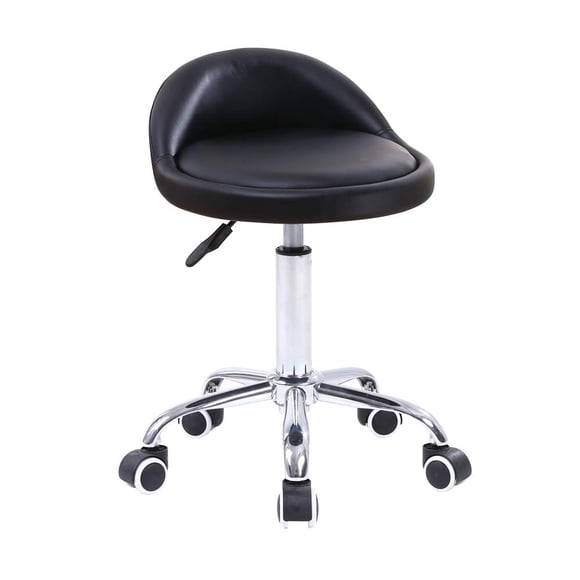 Taburete Rodante Ajustable KKTONER de Cuero PU con Respaldo