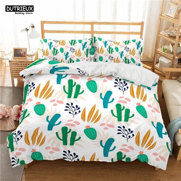 Cactus Print Polyester Bedding Sets Child Kids Covers Boys Bed Linen Set For Teens Bedding Set