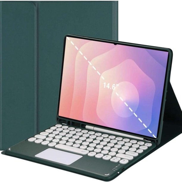 Funda con teclado táctil compatible Samsung Galaxy Tab S11 Ultra (14,6 pulgadas)2025, con portalápices - Teclado Bluetooth táctil magnéticamente desmontable