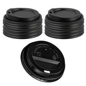 Disparo - Set 50 Tapas Vaso Cafe 8Oz Tapa Desechable Plastico Negro