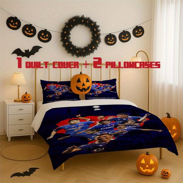 3pcs Bedding Set Featuring The Chilean University Football Club Includes a Soft Duvet Cover And Two Pillowcases