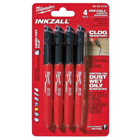 Rotulador Milwaukee Inkzall Point Fine Black, paquete de 4