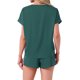 thumbnail image 3 of INSPIRE CHIC Conjunto de Pijama de Satén Sedoso para Mujer, Manga Corta, Cuello Redondo, Bolsillo Frontal y Pantalones Cortos con Cordón para Dormir, Talla S, Verde Oscuro, 3 of 5