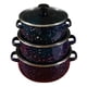thumbnail image 5 of 3 piezas Sockpot de esmalte con utensilios de cocina de tapa fácil de limpiar la olla de alimento portátil reutilizable para cocina para bodas para el azul, 5 of 5