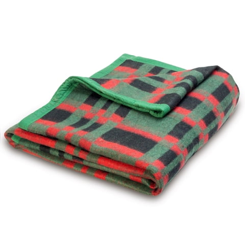 Sueño Blanco - Frazada A Cuadros 1,5 Verde Lineas Rojas