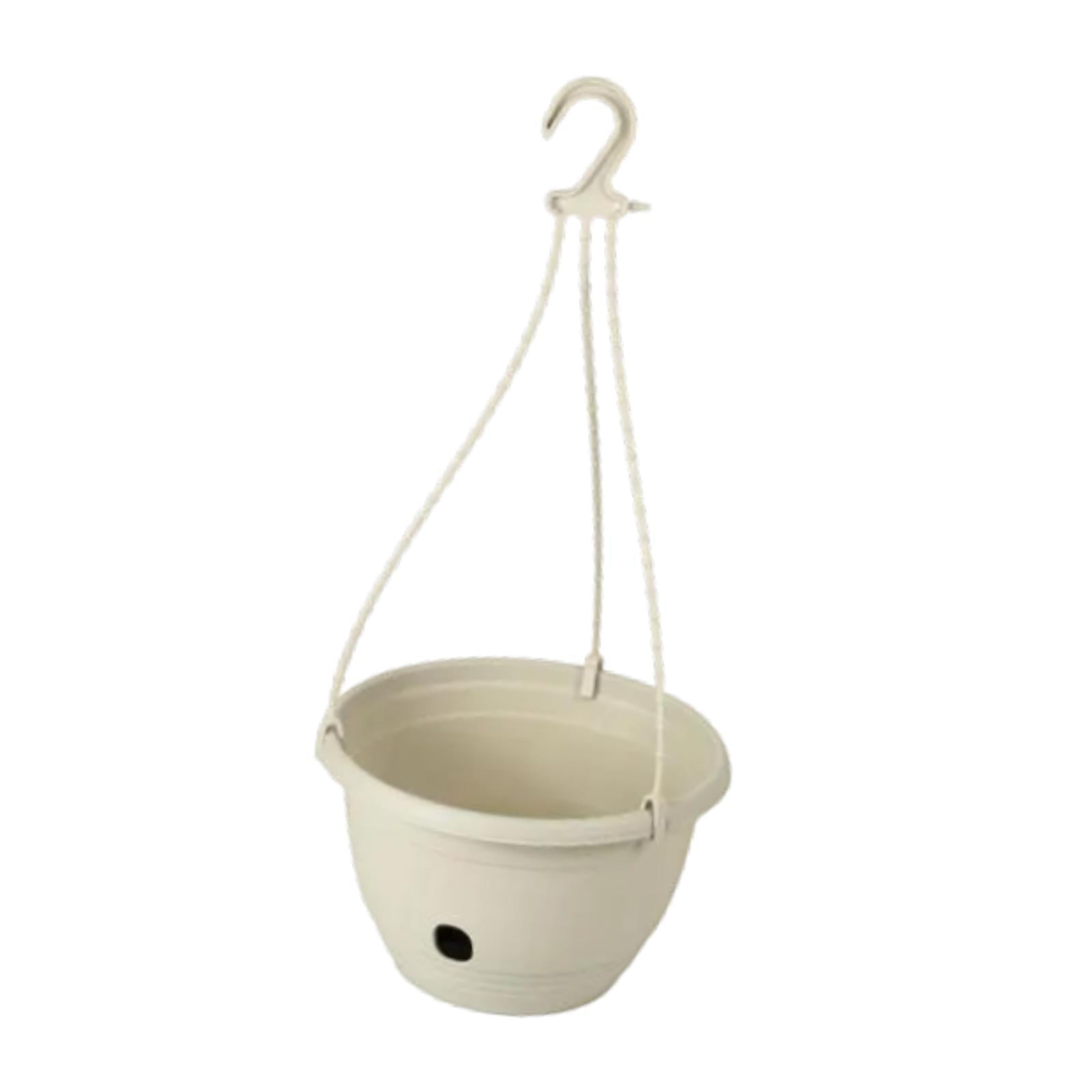 Ioensy - Maceta Colgante Autorriego Resistente Para Terraza, Patio Y Ventana, Color Blanco