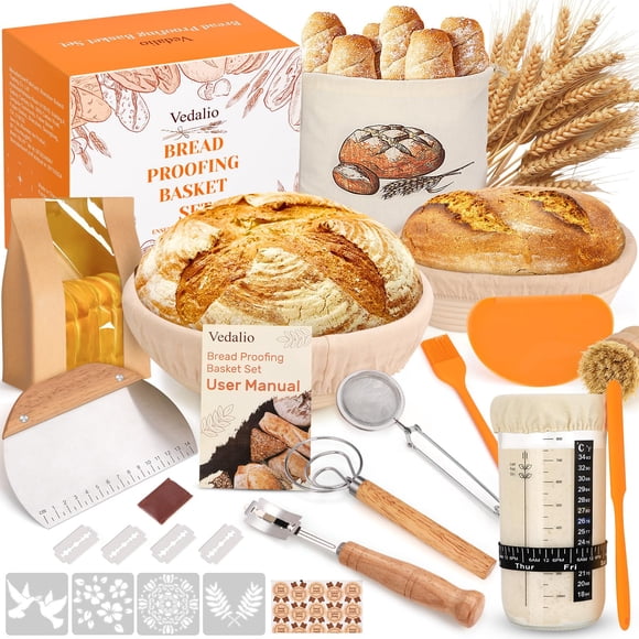Kit básico de masa madre VEDALIO con cestas de fermentación y herramientas