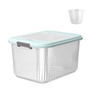 Bothyi - Contenedor De Almacenamiento De Arroz En Grano, Contenedor Hermético De Almacenamiento De Arroz Para Harina De Cereales, Nueces, 17,5 Kg, Azul