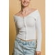 thumbnail image 5 of Top De Manga Larga Elástico De Viscosa Con Cuello Bardot Y Cremallera Acanalado Gris (para Mujer), 5 of 5