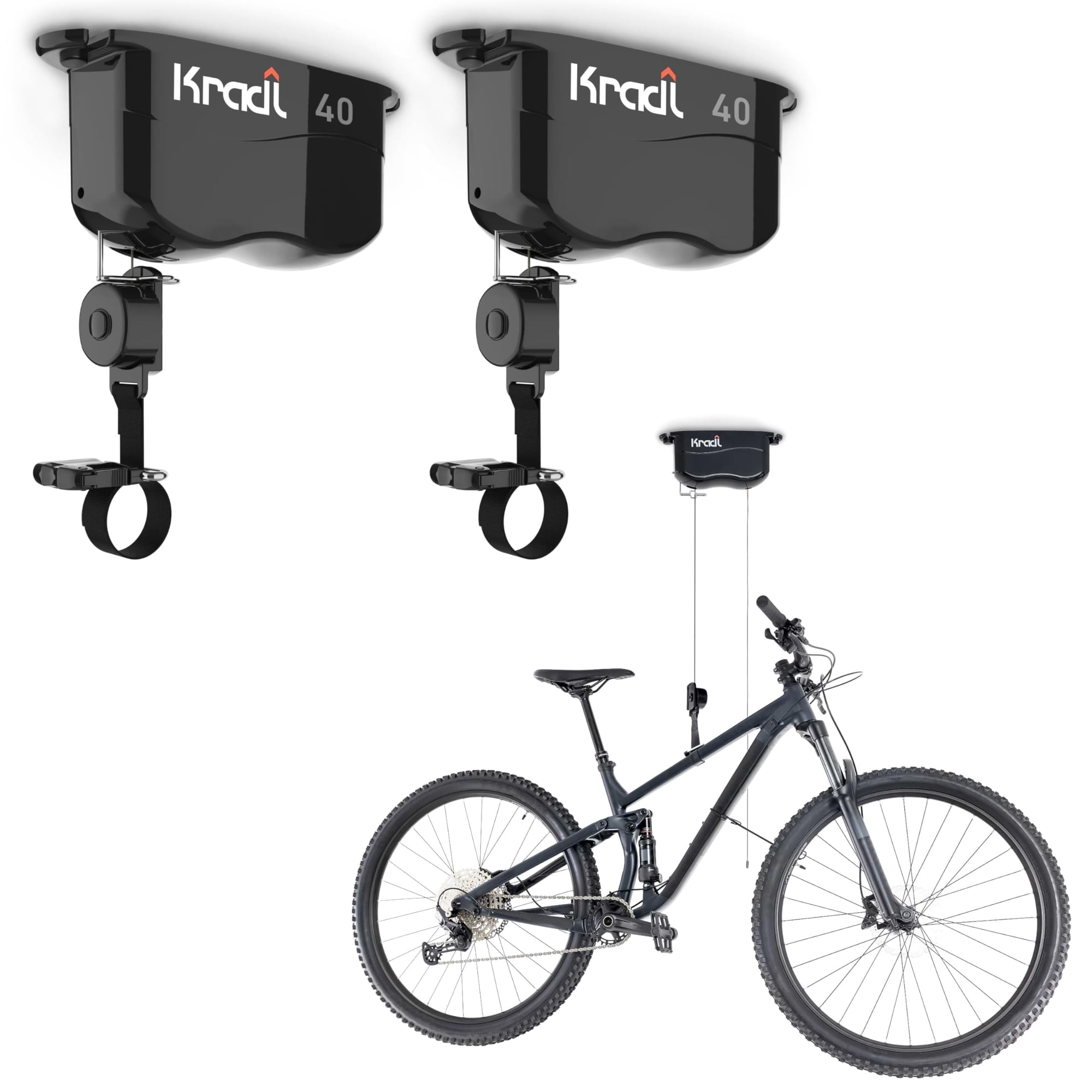 Elevador Y Portabicicletas Kradl Para Montaje En Techo, Paquete De 2 Unidades, 18 A 36 Kg