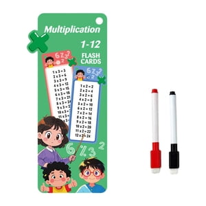 Magideal - Matemáticas Para Niños Flashcard De Enseñanza Ayudas De 8X18 Cm Con Carpetas Bordes Redondeados De Resistencia A La Lágrima Con 2 Bolígrafos Secos 15 Multiplicación