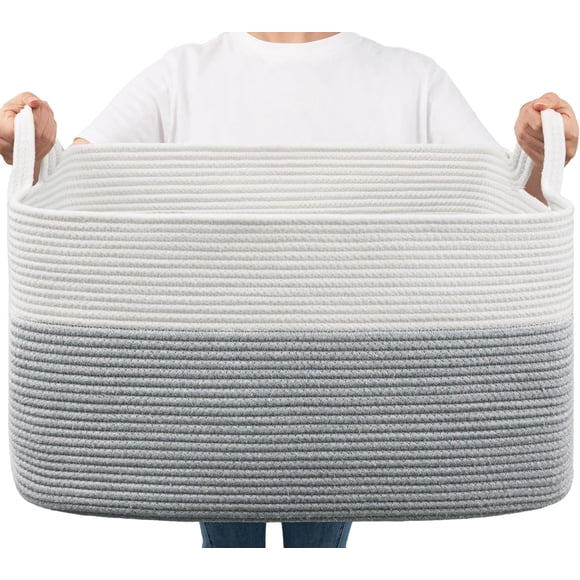Cesto de almacenamiento para juguetes Goodpick gris de cuerda de algodón 55x38x30 cm