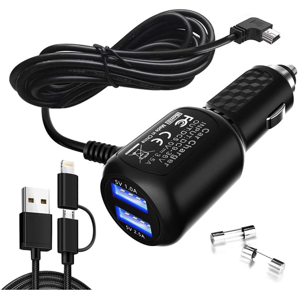 Cargador de coche Plozoe para Garmin Nuvi GPS con 2 puertos USB de 3,4 A