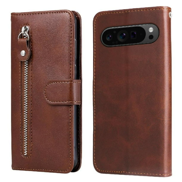 Funda con Cremallera para Google Pixel 9 PRO 5G, Carcasa Cartera de Cuero PU con Soporte y Tarjetero