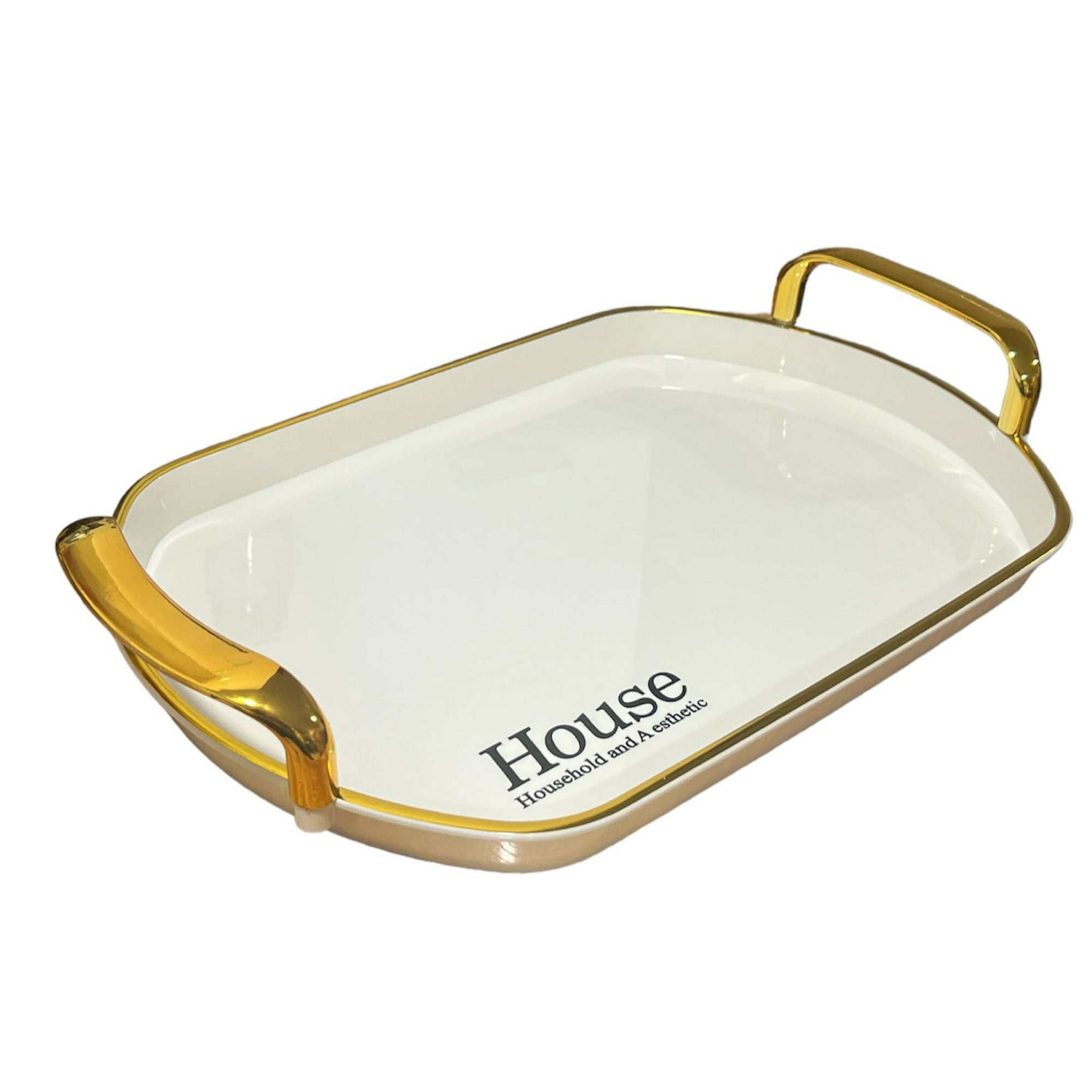 Oem - Bandeja Elegante Servir Con Dorado Decorativa Ovalada Grande