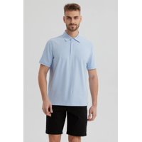 Fashionspark - Polera Hombre Slim Cuello Camisero Celeste