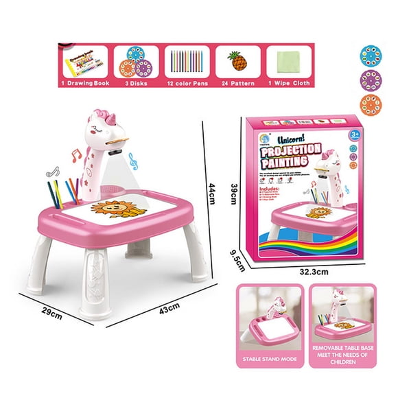 Mesa Proyectora Unicornio para Dibujar con 12 Colores