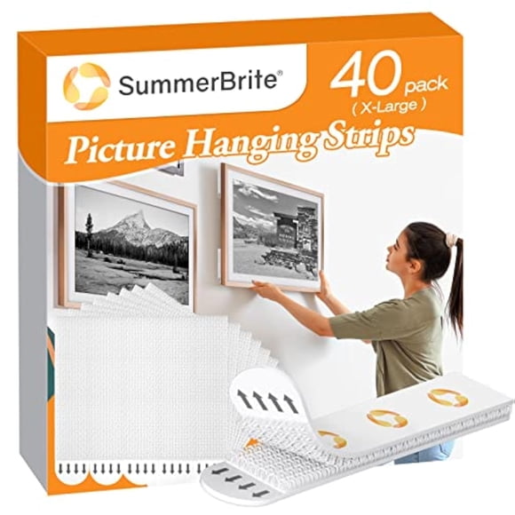 Tiras para colgar cuadros Summerbrite, resistentes, blancas, paquete de 40