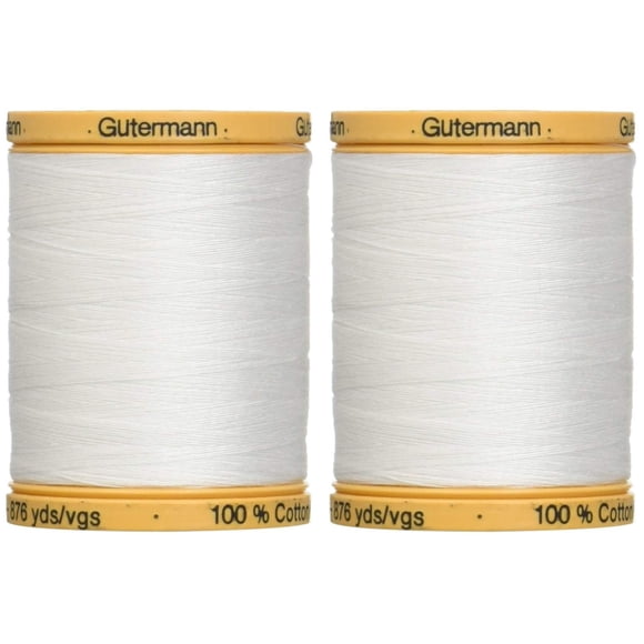 Hilo Gutermann de algodón natural 800C 5709 800 m, paquete de 2 unidades, color blanco