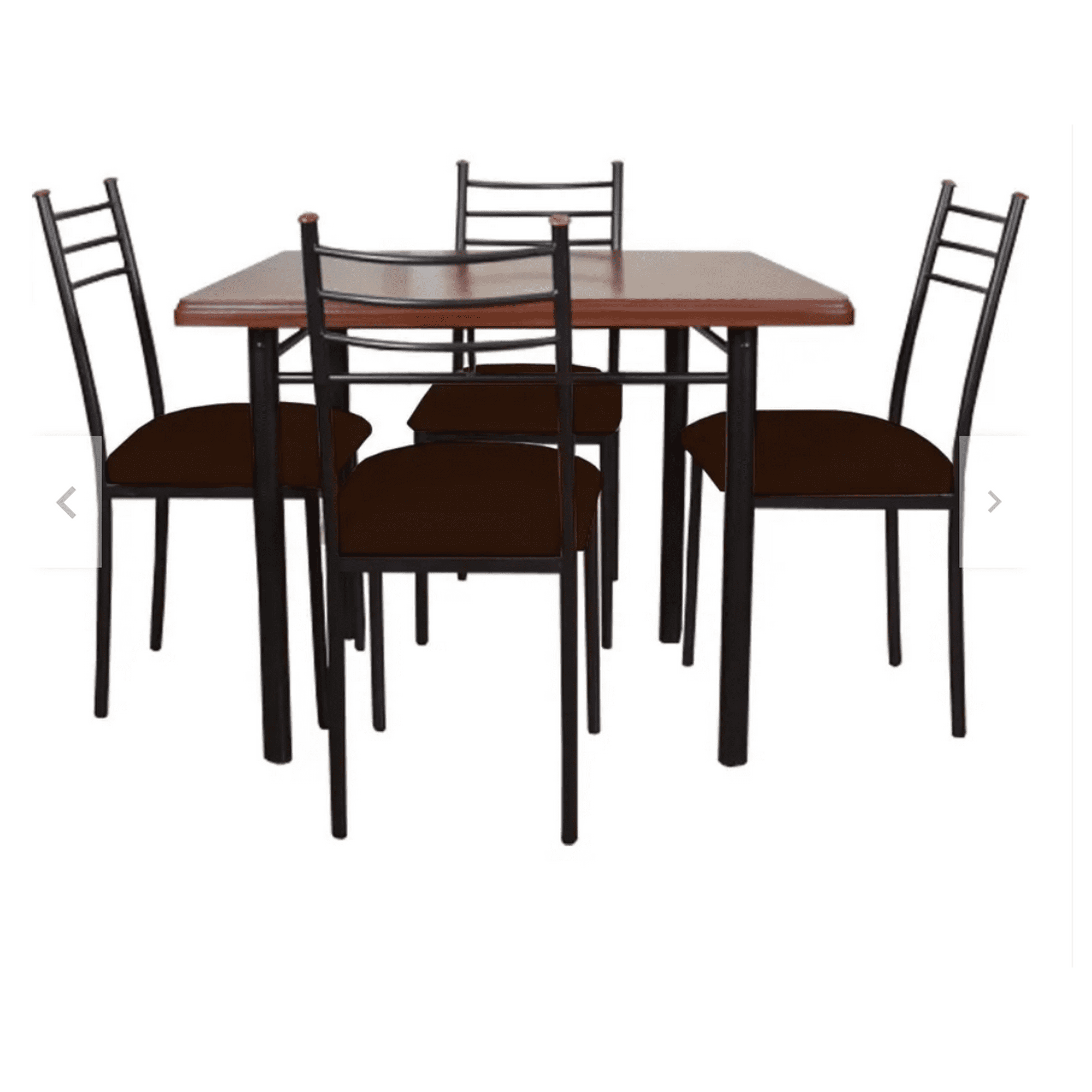 Recutex - Comedor Metal Madera Ranco 4 Sillas Chocolate