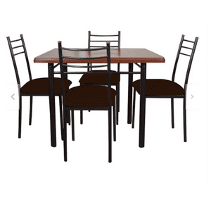 Recutex - Comedor Metal Madera Ranco 4 Sillas Chocolate