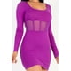 thumbnail image 3 of Vestido mini con Corsé de Malla y Cuello Cuadrado, 3 of 5