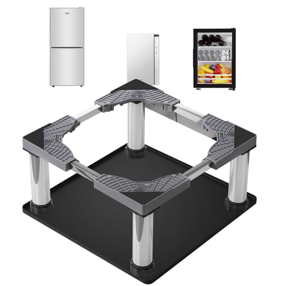 Soporte Ajustable para Mini Nevera con Alfombra de Silicona, Base con 4 Patas de Acero Inoxidable (9‑10.2" de Altura), Adecuado para Mini Neveras, Lavadora o Secadora Portátil Compacta