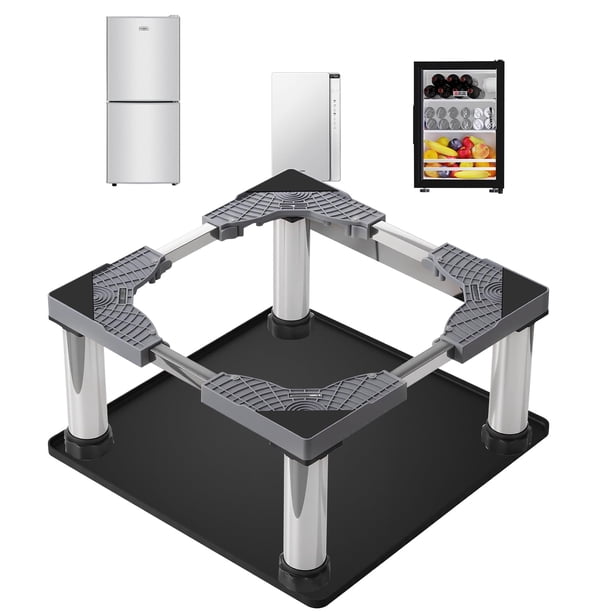 Soporte Ajustable para Mini Nevera con Alfombra de Silicona, Base con 4 Patas de Acero Inoxidable (9‑10.2" de Altura), Adecuado para Mini Neveras, Lavadora o Secadora Portátil Compacta