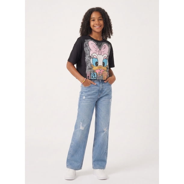 Polera Crop Top Niña Estampada Juvenil Algodon Suave Moda