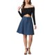 thumbnail image 2 of INSPIRE CHIC Falda de Mujer Regreso a Clases Cintura Alta Línea A Acampanada Casual Falda de Mezclilla Denim Azul Oscuro XL, 2 of 6