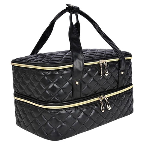 Magideal - Organizador De Esmalte De Uñas,Caja De Almacenamiento De Viaje Portátil,Bolsa De Suministros De Uñas Estuche De Transporte De Esmalte De Uñas De Doble Negro