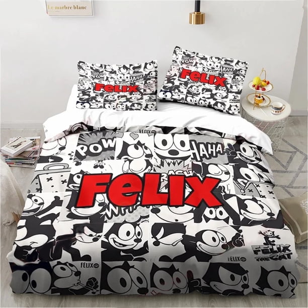 Cute F-Felix Cat Cartoon Bedding Set,Duvet Cover Comforter Bed Set Quilt Cover Pillowcase, Boys Girls Adults Bed Sheets