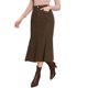 thumbnail image 4 of Falda larga de trabajo de mujer casual de pana de cintura alta ajustada con cola de pez para otoño e invierno L marrón, 4 of 6