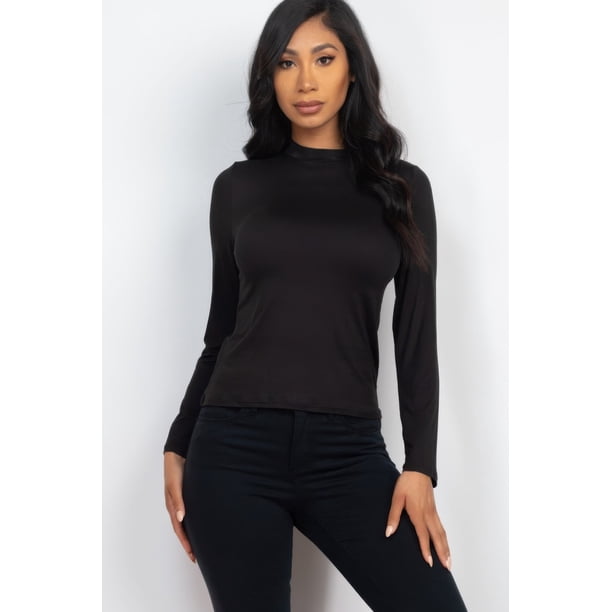 Top de Manga Larga Liso con Cuello Alto