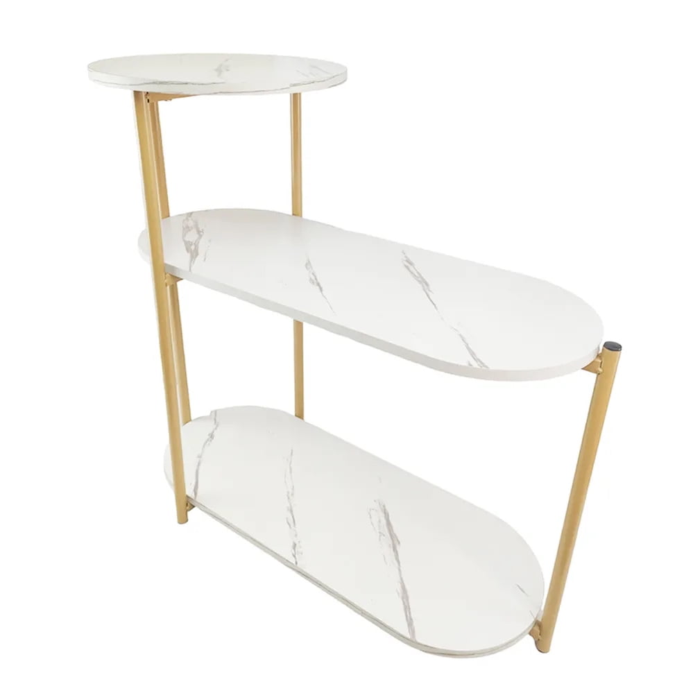 Sorento - Mesa Lateral Mármol Blanco Dorado