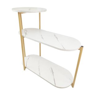 Sorento - Mesa Lateral Mármol Blanco Dorado